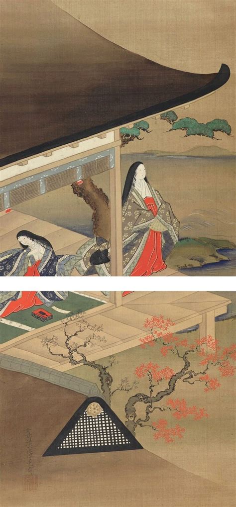 Antique Japanese Yamatoe Painting,hanging Scroll Painting,the Golden Past of the Court,japanese ...