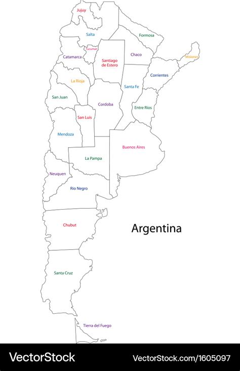 Outline argentina map Royalty Free Vector Image