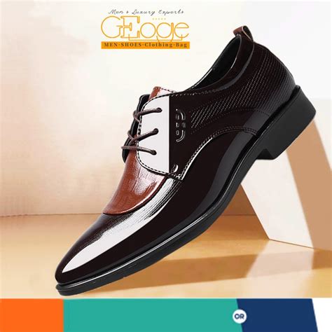 GEOGE Men's leather shoes for business, british black brown formal men ...