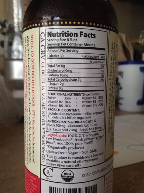 Kombucha Nutrition Facts - Nutrition Ftempo