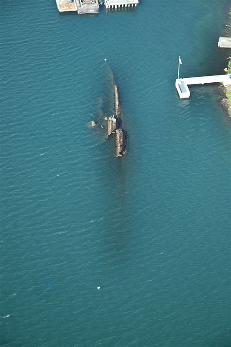 USS Utah from the air. This is another ship that was sunk during WWII. This one can only be seen ...