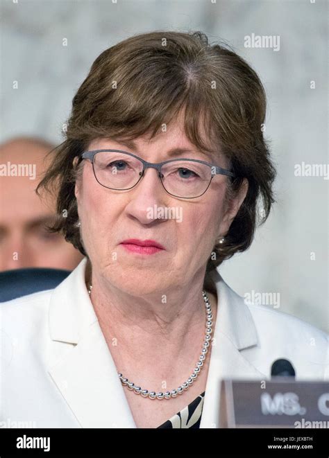 United States Senator Susan Collins (Republican of Maine) listens to testimony before the US ...