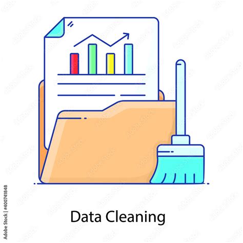 Flat outline concept icon of data cleaning, remove inaccurate data ...