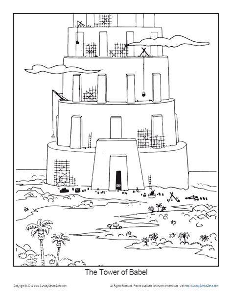 The Tower of Babel Coloring Page Printable Sheet