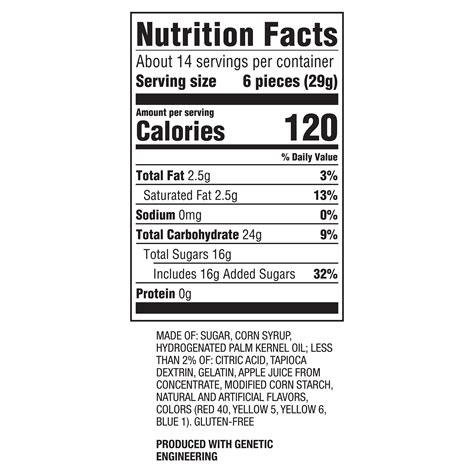 Starburst Nutrition Facts Per Piece | Blog Dandk