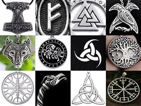 Mjolnir, valknut, helm of awe, runes, Odin's ravens, Fenrir the wolf ...