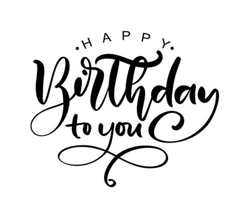 Vector illustration handwritten modern brush lettering of Happy Birthday text on white ...