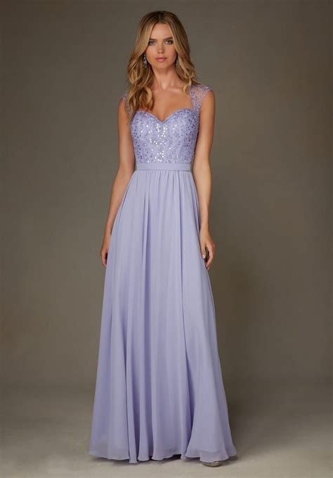 Sparkly Light Purple Lilac Open Back Cap Sleeves Chiffon Bridesmaid Dress | Uniqistic.com in ...