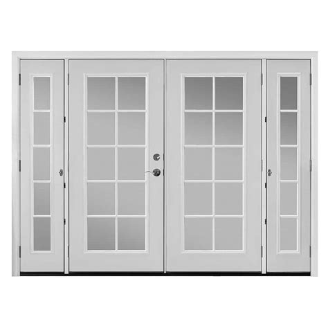 Masonite 96 in. x 80 in. Primed White Steel Prehung Right-Hand Inswing 10-Lite Clear Glass Patio ...