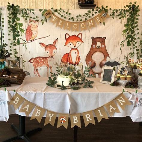 Dusche Dekorationen Waldbaby, Waldbaby Banner, Fox-Babyparty, Wald Burlap Banner, Waldpartybedar ...