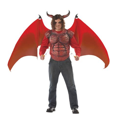 Deluxe Demon Wings and Chest Piece Adult Costume Kit - Red - SpicyLegs.com