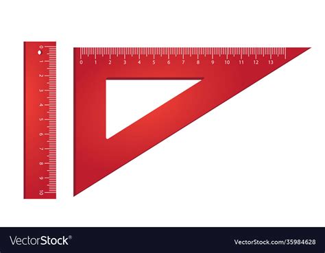 Ruler and triangle realistic Royalty Free Vector Image