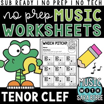 No-Prep, No-Tech, Sub-Ready Music Worksheets - Tenor Clef {St. Pat Theme}