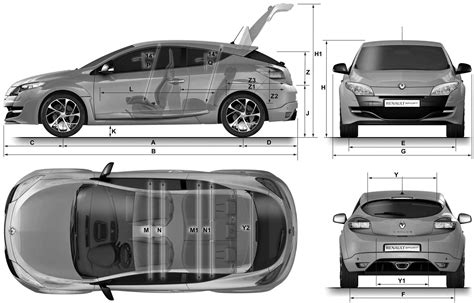 Renault Megane Sport 2009 Blueprint - Download free blueprint for 3D ...