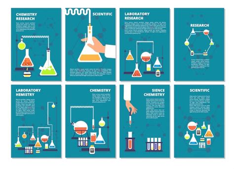 Premium Vector | Chemistry laboratory testing banner set