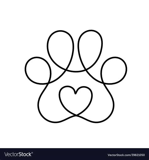 Silhouette of abstract paw as line drawing Vector Image