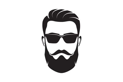 Bearded men face, hipster character. Vector illustration. | Beard art, Beard vector, Beard logo