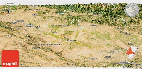 Satellite Panoramic Map of Zaragoza