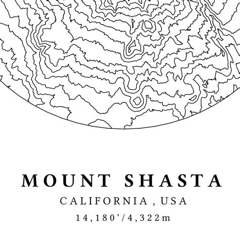 Mount Shasta Topographic Map Mt Shasta Map Mount Shasta - Etsy