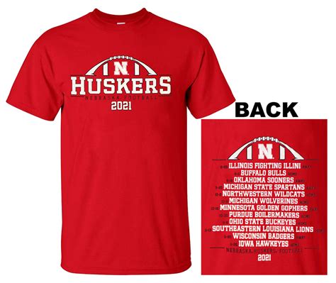 Nebraska Husker Football 2021 Schedule Tee