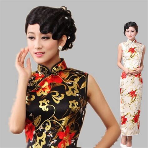 Vintage old Shanghai fashion women cheongsam black white lily quality ...