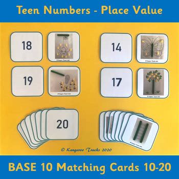 Teen Number Matching Cards 10-20 Kindergarten/1st Grade Place Value/BASE 10