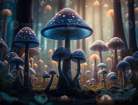 Fantasy mushroom landscape in the forest created with Generative AI technology 22314655 Stock ...