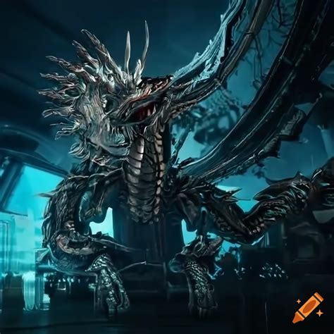 Detailed cyberpunk dragon artwork on Craiyon