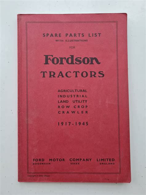 Fordson Tractors Parts Catalogue 1917-1945 - SPS Parts