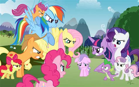 Mane Six, CMC, and Spike scold Diamond Tiara by DarkMoonAnimation on ...