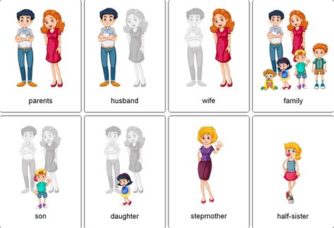 Flashcards sur le vocabulaire de la famille en anglais - Imagier Family Members cycle 2 et cycle 3