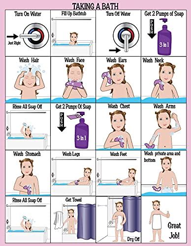 Buy Girls Bath Chart, OT, ABA, ASD, PECS, Special Needs, Autism, Visual ...