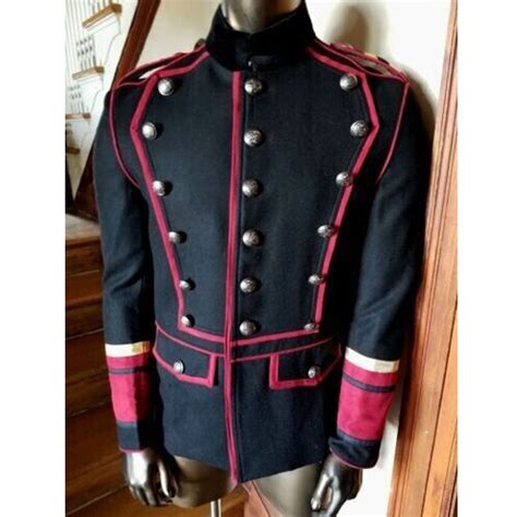 Buy New Military Lapel Style Black With Red Trimming Men Wool Coat ...