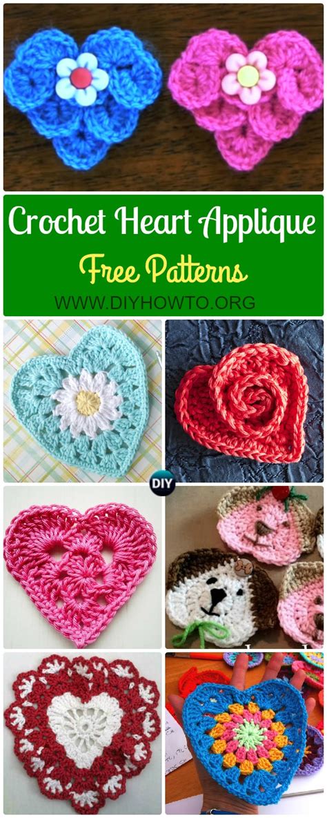 Crochet Heart Applique Free Patterns