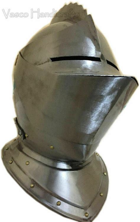 Medieval Knight Close Face Armet Helmet Battle Warrior Helmet Replica Gift - Armor & Shields