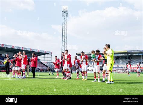 EMMEN - Players of FC Emmen during the Dutch premier league match between FC Emmen and NEC at De ...