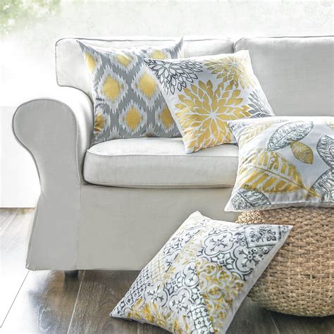 Modern Gray and Yellow Pillow on White Sofa, Set of 4. Affiliate Link ...