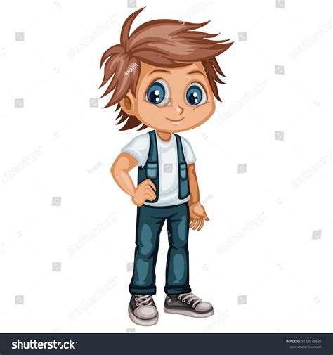 Cute Cartoon Boy Character Isolated On: vector de stock (libre de ...