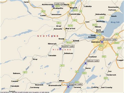 Aldourie Castle Beaufort Castle Castle Leod Inverness Castle Urquhart Castle Large Map Lock Ness ...