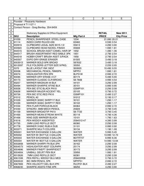 Office Equipment: Office Equipment List Xls