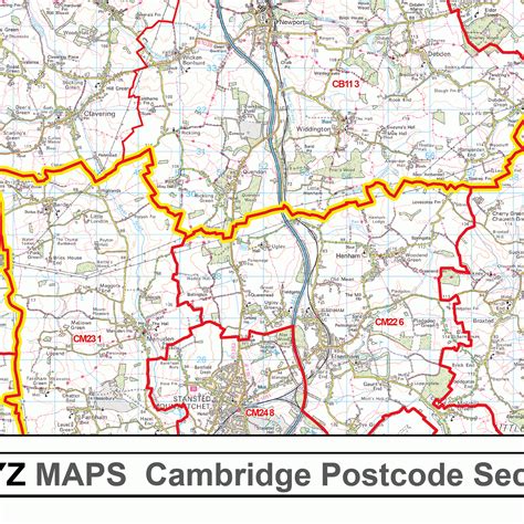 Cambridge - CB - Postcode Wall Map : XYZ Maps