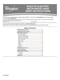BUILT-IN ELECTRIC MICROWAVE OVEN USER INSTRUCTIONS / built-in-electric ...