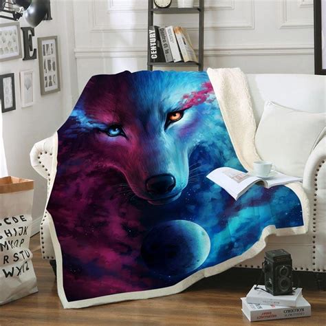 Wolf Throw Blanket | Animal Wolf Fleece Blanket for Adult Kids - Homeywow