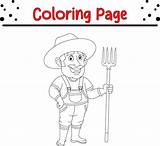Farmer Holding pitchfork coloring Page 34897460 Vector Art At Vecteezy sketch template