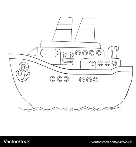 Sketch cruise ship coloring book cartoon Vector Image