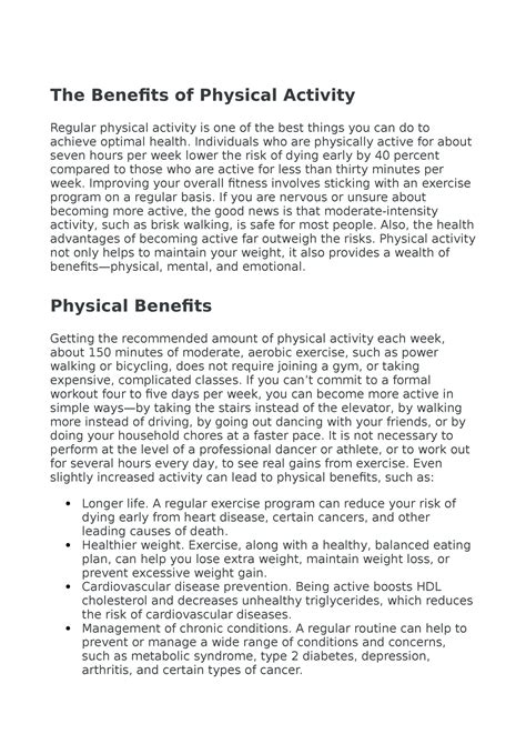 Nutri Nutrition and Physical Activity pt 2 - The Benefits of Physical ...