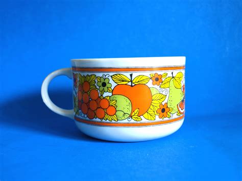 Flower Power Fruits Soup Mug - Oranges Apples & Pears Daisy Cup Fun Design - Made in Japan - Fun ...
