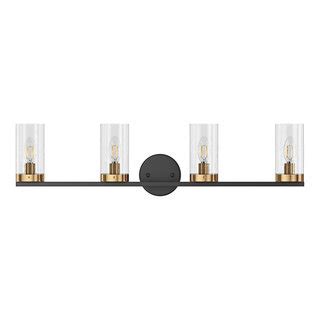 Black 4-Light Clear Cylinder Glass Design Bathroom Vanity Light - Transitional - Bathroom Vanity ...