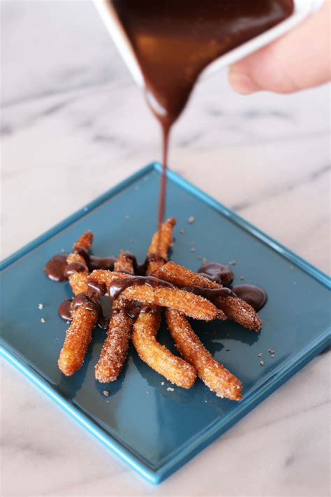 Mini Churros with Mexican Hot Chocolate Dipping Sauce - Cake 'n Knife