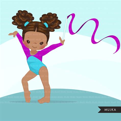 Gymnastics Clipart, Gymnast black girls, sports, school activity, comm – MUJKA CLIPARTS